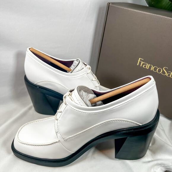Franco Sarto Preston Chunky Heel Lace-Up Oxford White Gloss 39 - Picture 8 of 11
